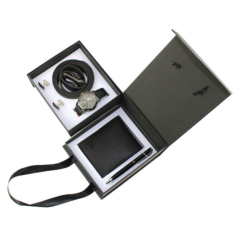 Product Information: Color: black, brown Material: PU+alloy Packing: Fives piece gift set *1