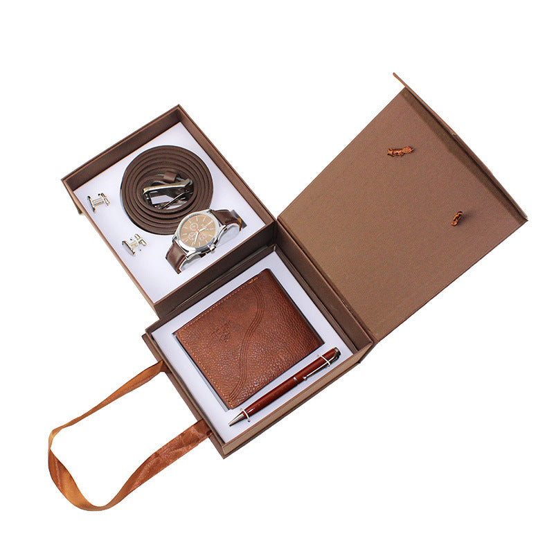 Product Information: Color: black, brown Material: PU+alloy Packing: Fives piece gift set *1